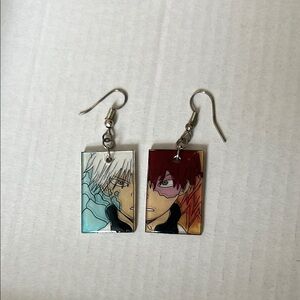 Anime Character Earrings with Red and Blue Design